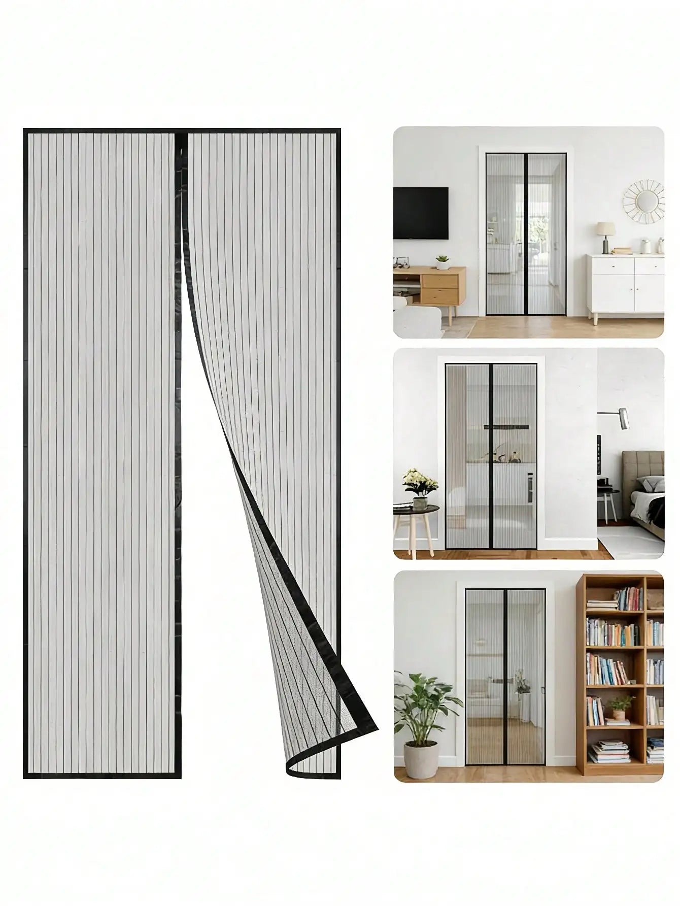 Breathable Magnetic Mosquito Screen Door With Automatic Sealing Hands Free
