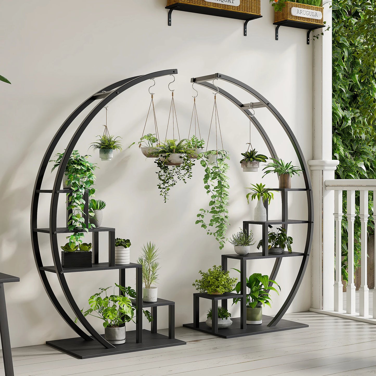 TWISTER.CK 5 Tier Half Moon Plant Stand Indoor Hanging Shelf