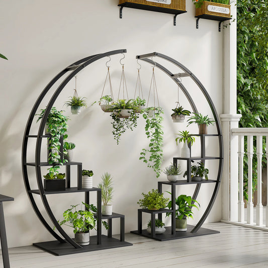 TWISTER.CK 5 Tier Half Moon Plant Stand Indoor Hanging Shelf