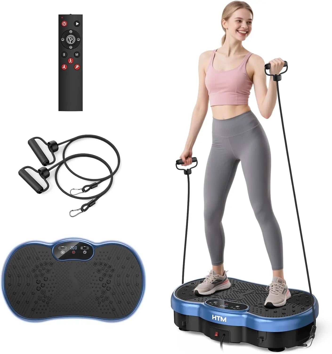 HTMM Fitness Vibration Plate Whole Body Exercise Machine Calorie Tracking