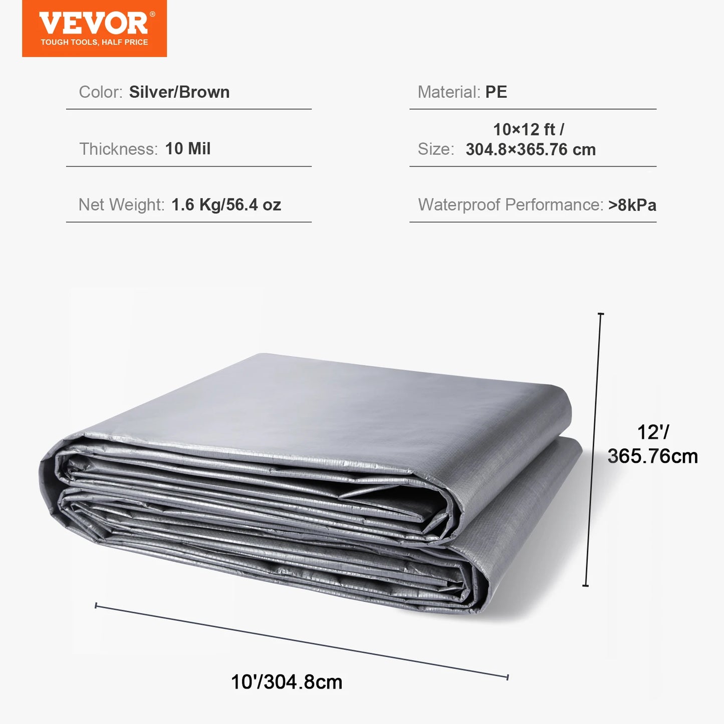 SucceBuy Heavy Duty Tarp Waterproof Poly Tarpaulin With Grommets