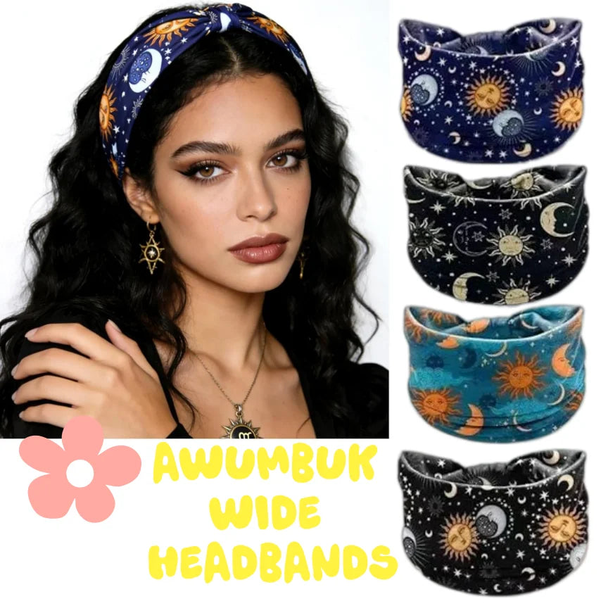 Stars Moon Wide Knotted Non Slip Headbands For Women