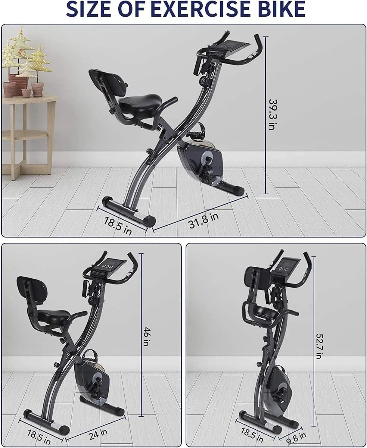 Folding Exercise Bike With Pulse Monitor And LCD Display