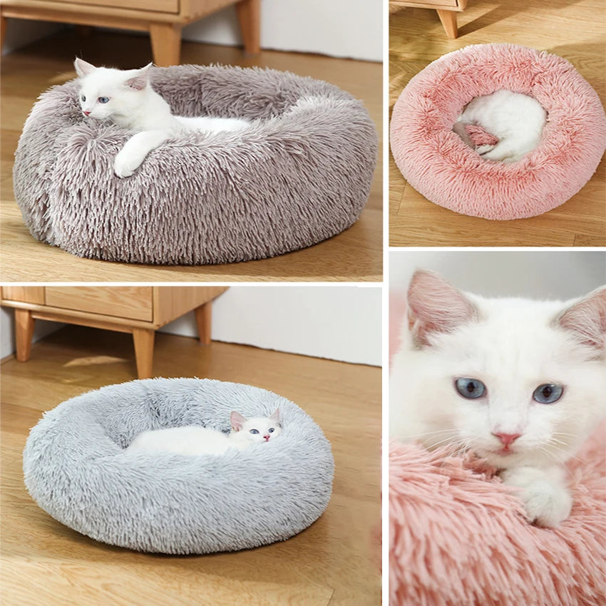 Donut Dog Bed Warm Plush Calming Luxury PetBed For Dogs