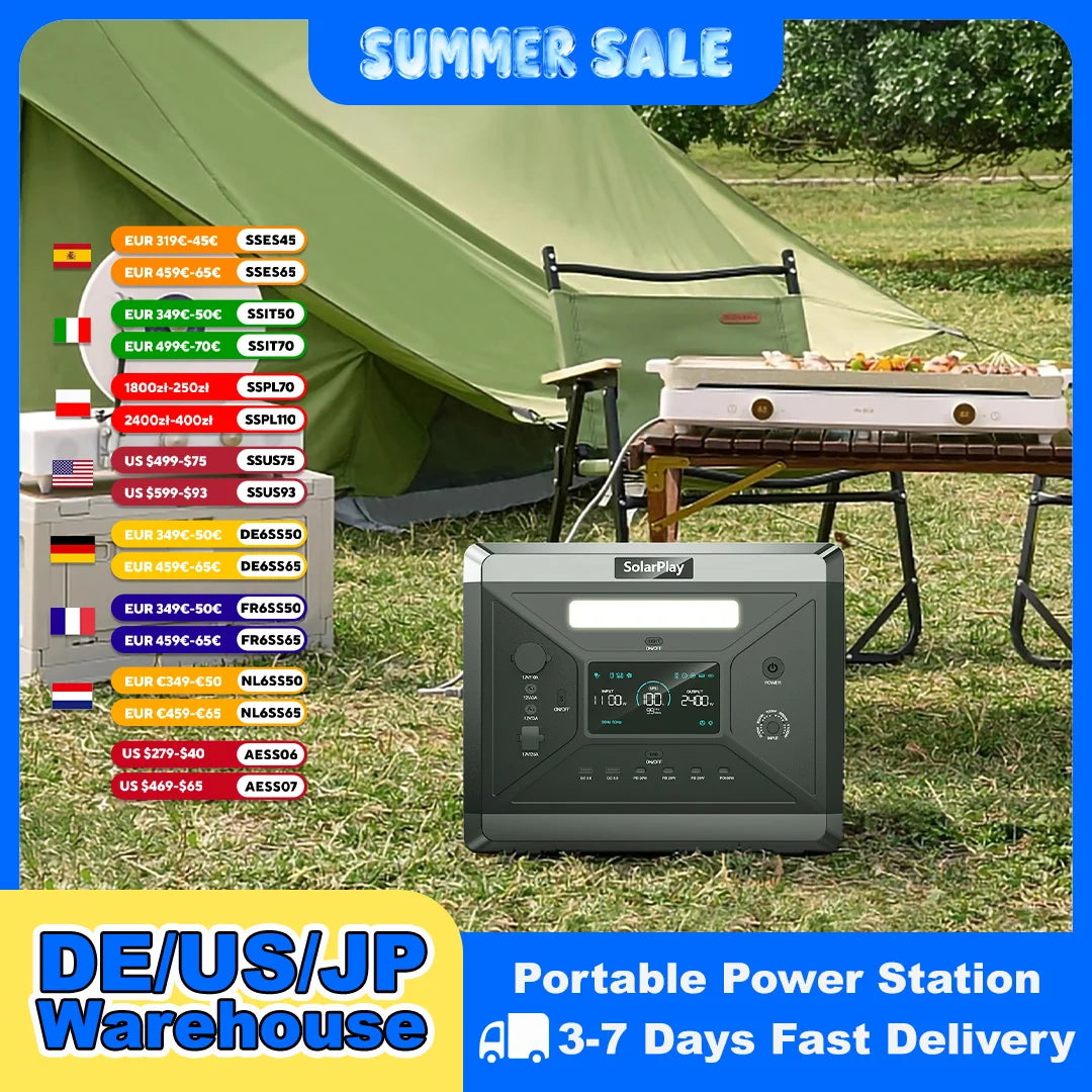 SolarPlay Q2501 Portable Power Station 2160Wh LiFePO4 Battery Solar Generator