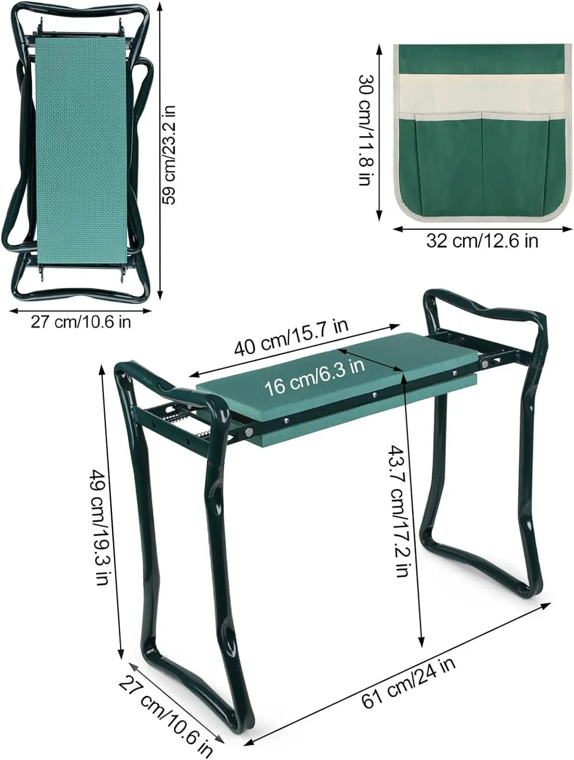 Garden Kneeler And Seat Folding Bench Portable With EVA Pad