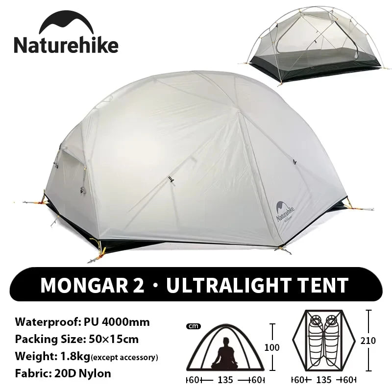 Naturehike Mongar Two Person Backpacking Tent Ultralight Waterproof Camping