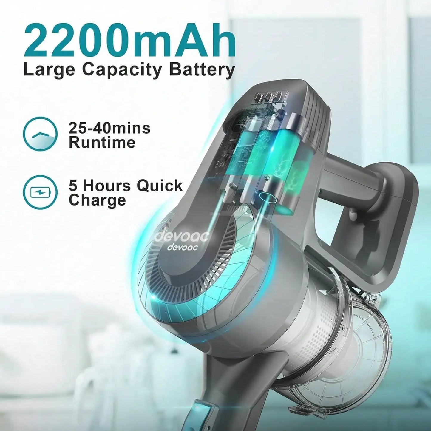 Cordless Vacuum Cleaner 6 In 1 Ultralight Stick Vacuum 40KPa