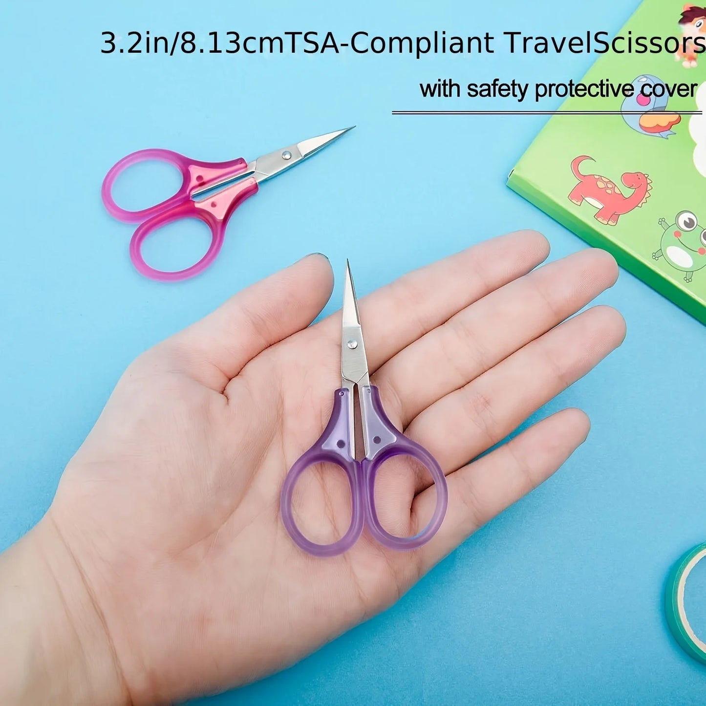 Compact Precision Craft Scissors Stainless Steel Blades With Cap TSA-Approved