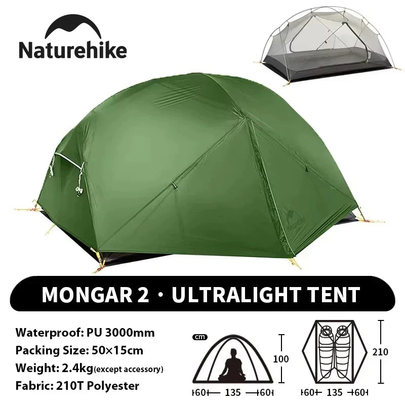 Naturehike Mongar Two Person Backpacking Tent Ultralight Waterproof Camping