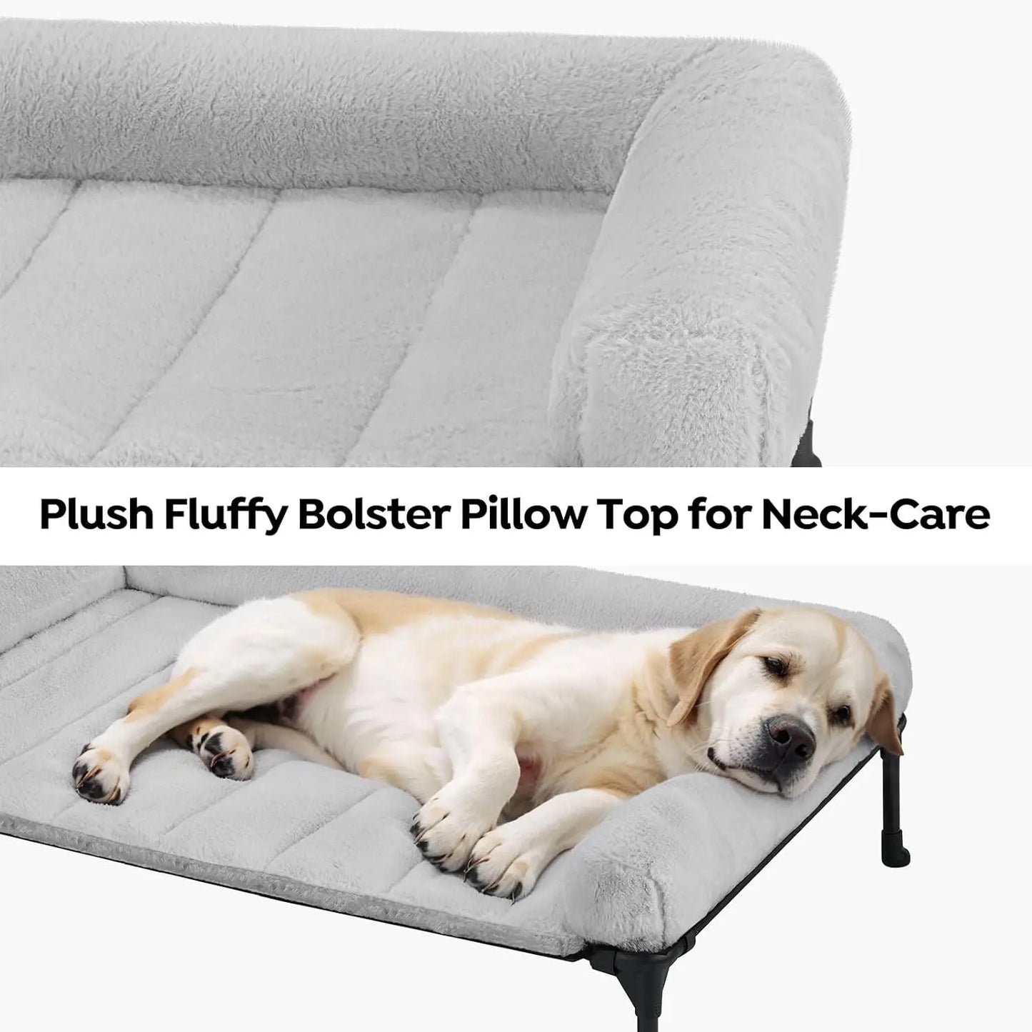 Elevated Orthopedic Dog Bed With Fluffy Bolster And Washable Mat