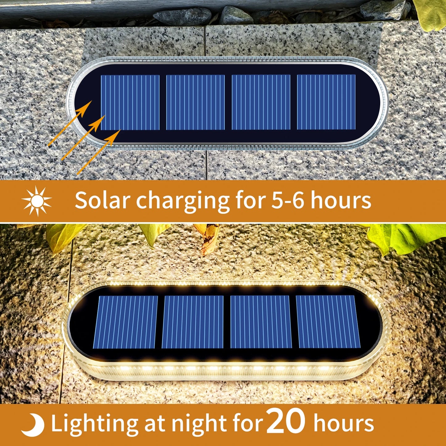 Solar Deck Lights IP68 Waterproof Auto On Off 4 Pack Five Ton Anti Pressure