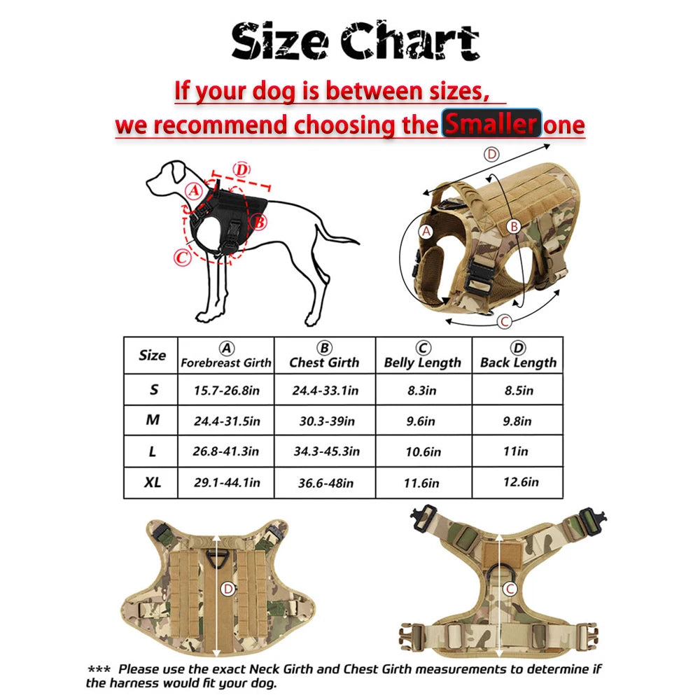 Tactical Military Dog Harness Leash Set For Large Dogs
