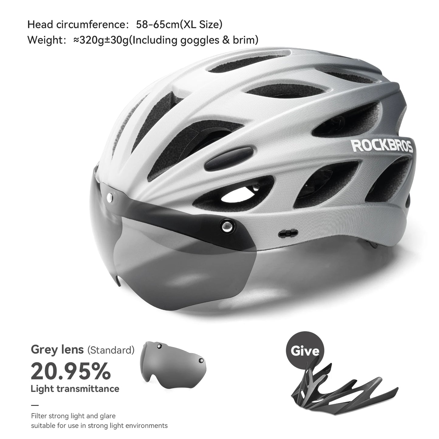 ROCKBROS Cycling Helmet With Integrated Goggles For MTB Road Use