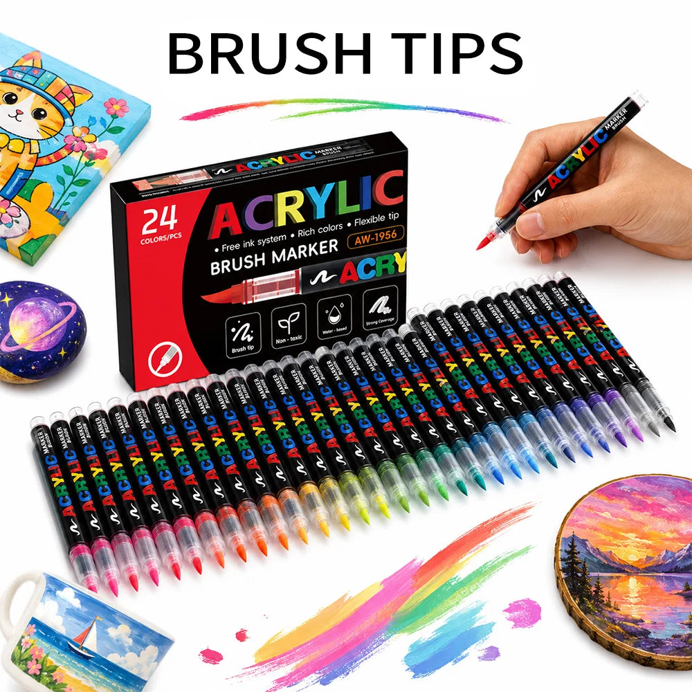ART WALKER Acrylic Marker Set For Artwork And Craft Projects
