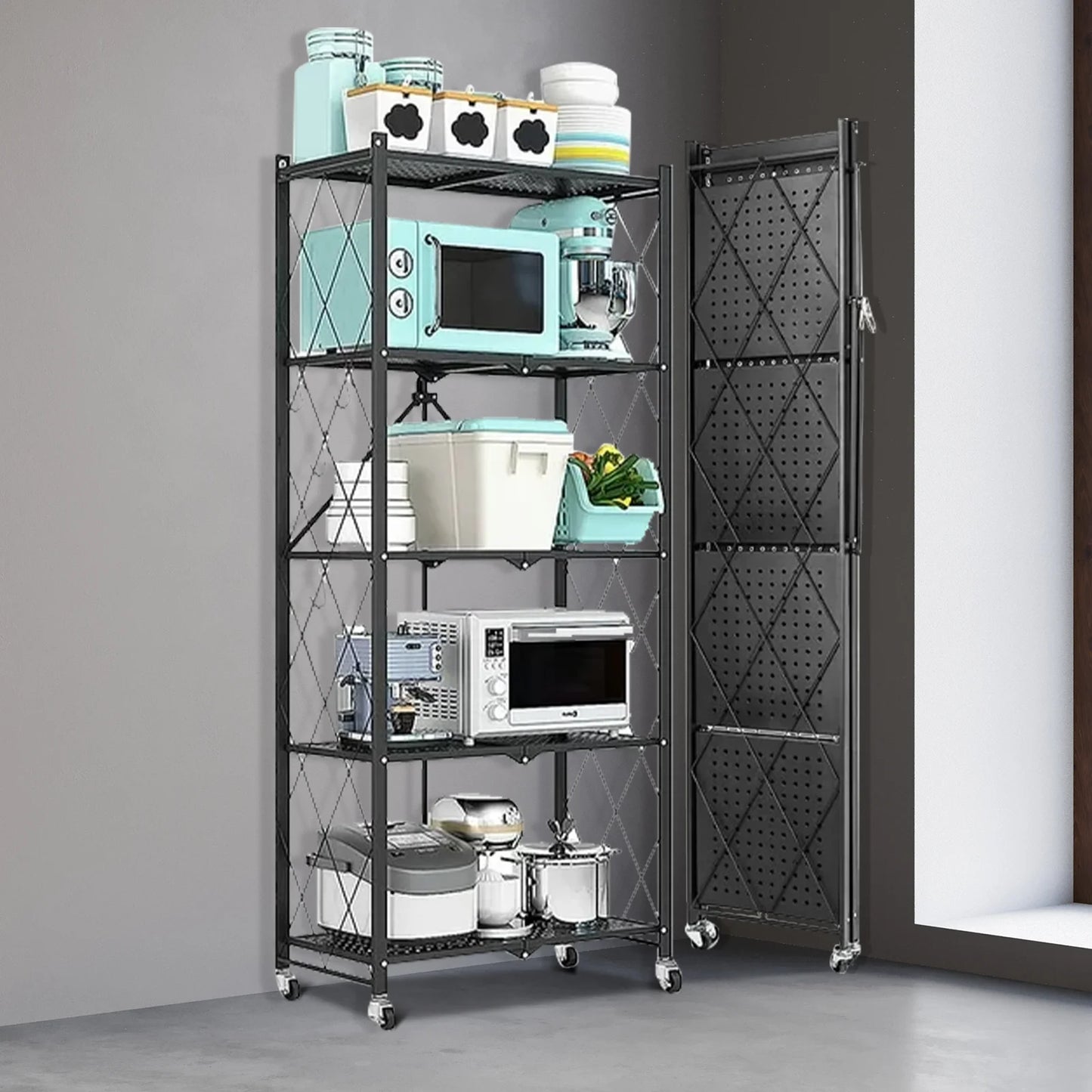 5 Tier Metal Storage Shelving Unit On Wheels
