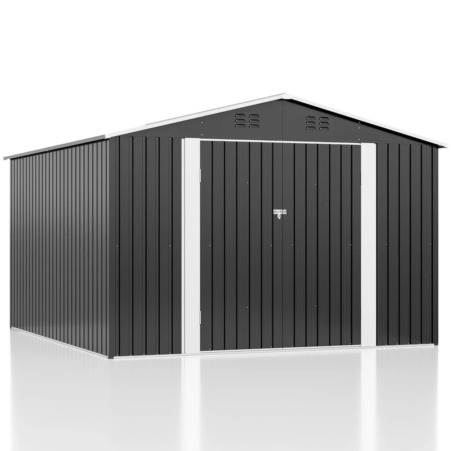 Metal Garden Storage Shed With Lockable Doors And Upgraded Frame