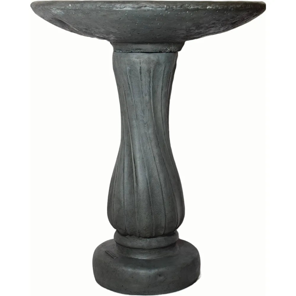 Spiral Birdbath Two Piece Outdoor Stone Garden Decor