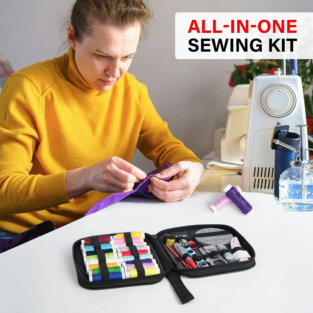 Mixed Color Canvas Sewing Kit Portable Travel Essentials For Everyday Repairs