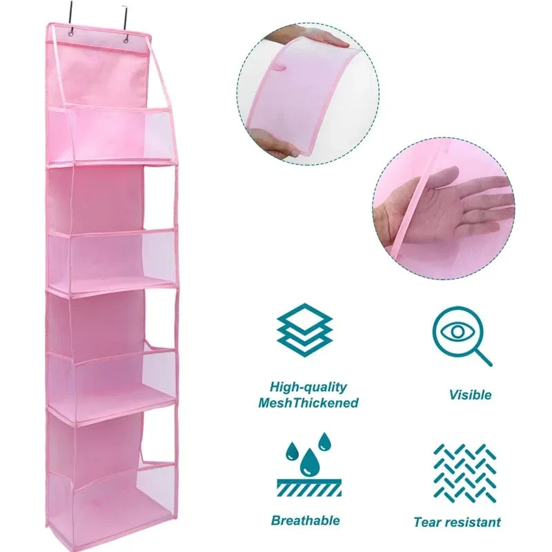4 Layer Foldable Hanging Storage Bag Behind Door Closet Organizer