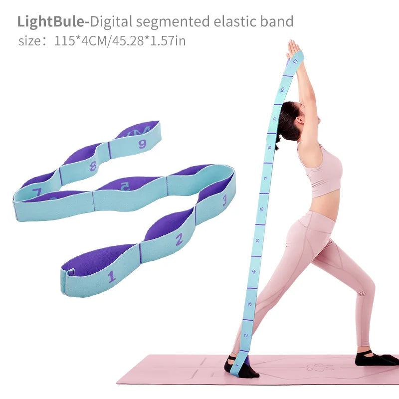 Elastic Yoga Stretching Strap With Loops For Ballet Dance Pilates