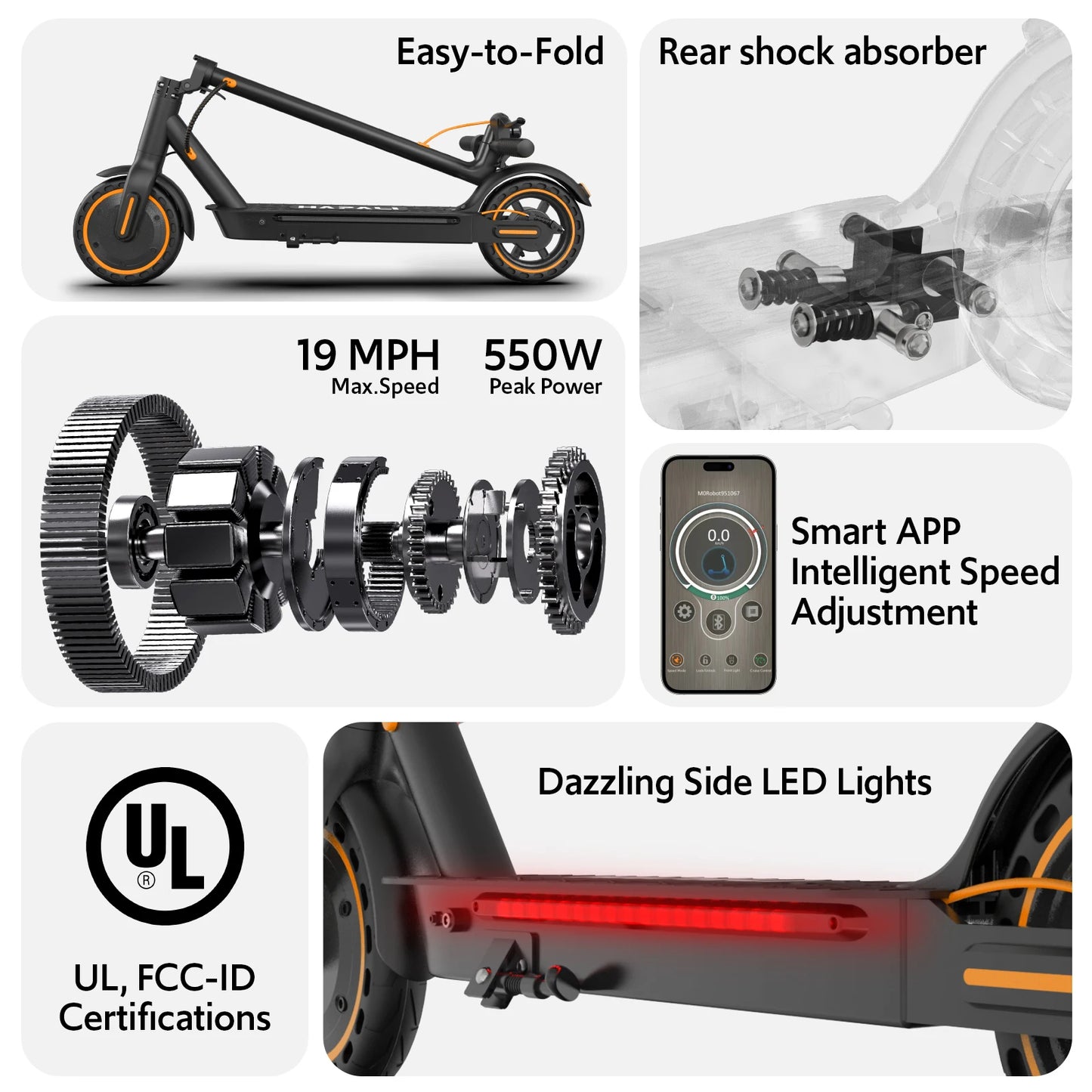 Electric Scooter For Adults 550W Foldable With App Control
