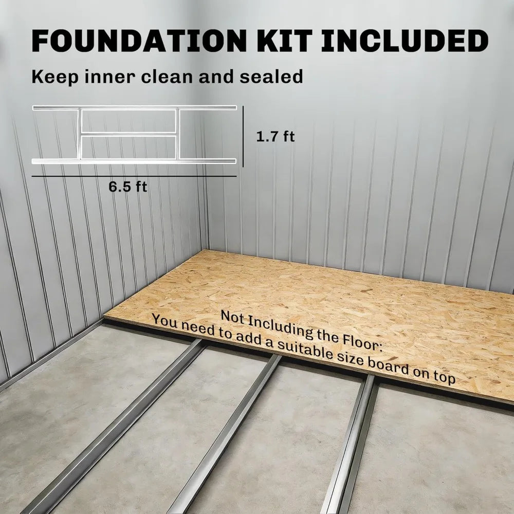 XIAOLANG Outdoor Metal Storage Shed With Foundation Kit And Lockable Doors