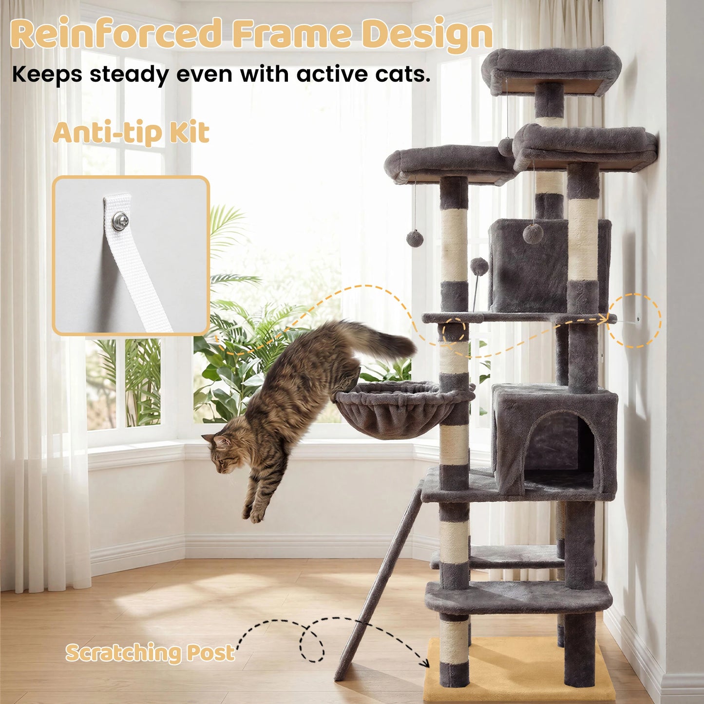 FOOWIN Cat Tree Tower Indoor Activity Center Condos Perches