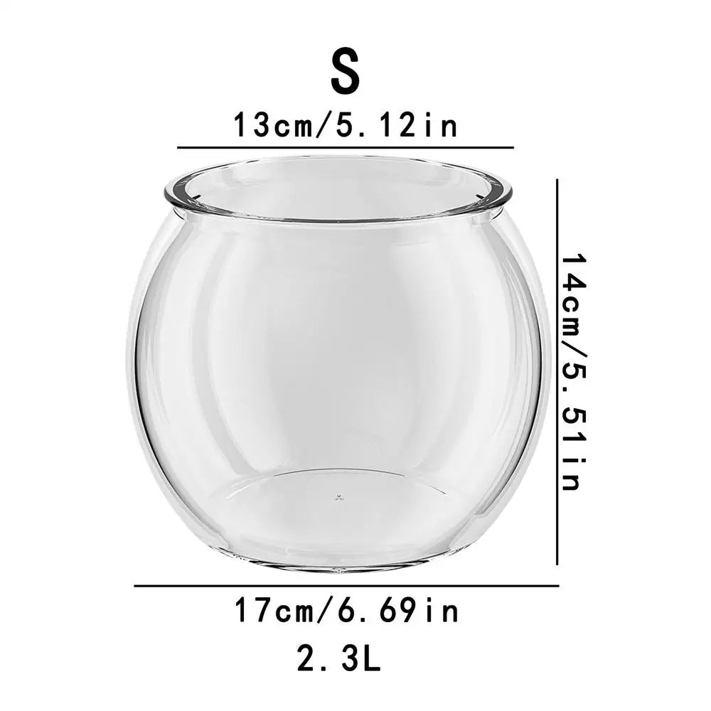 Pet Clear Round Fish Bowl Aquarium Tank Vase Decor