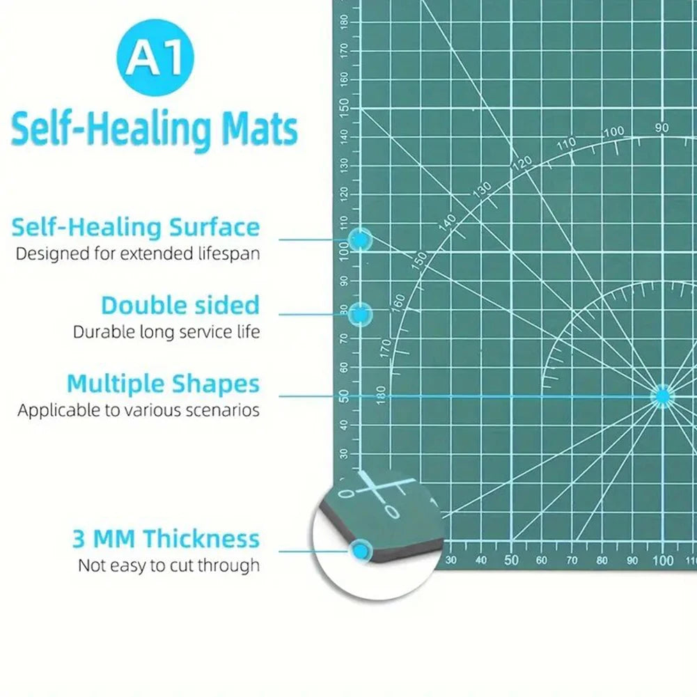 PVC Cutting Mat Double Sided Self Healing Gridded Cutting Pad