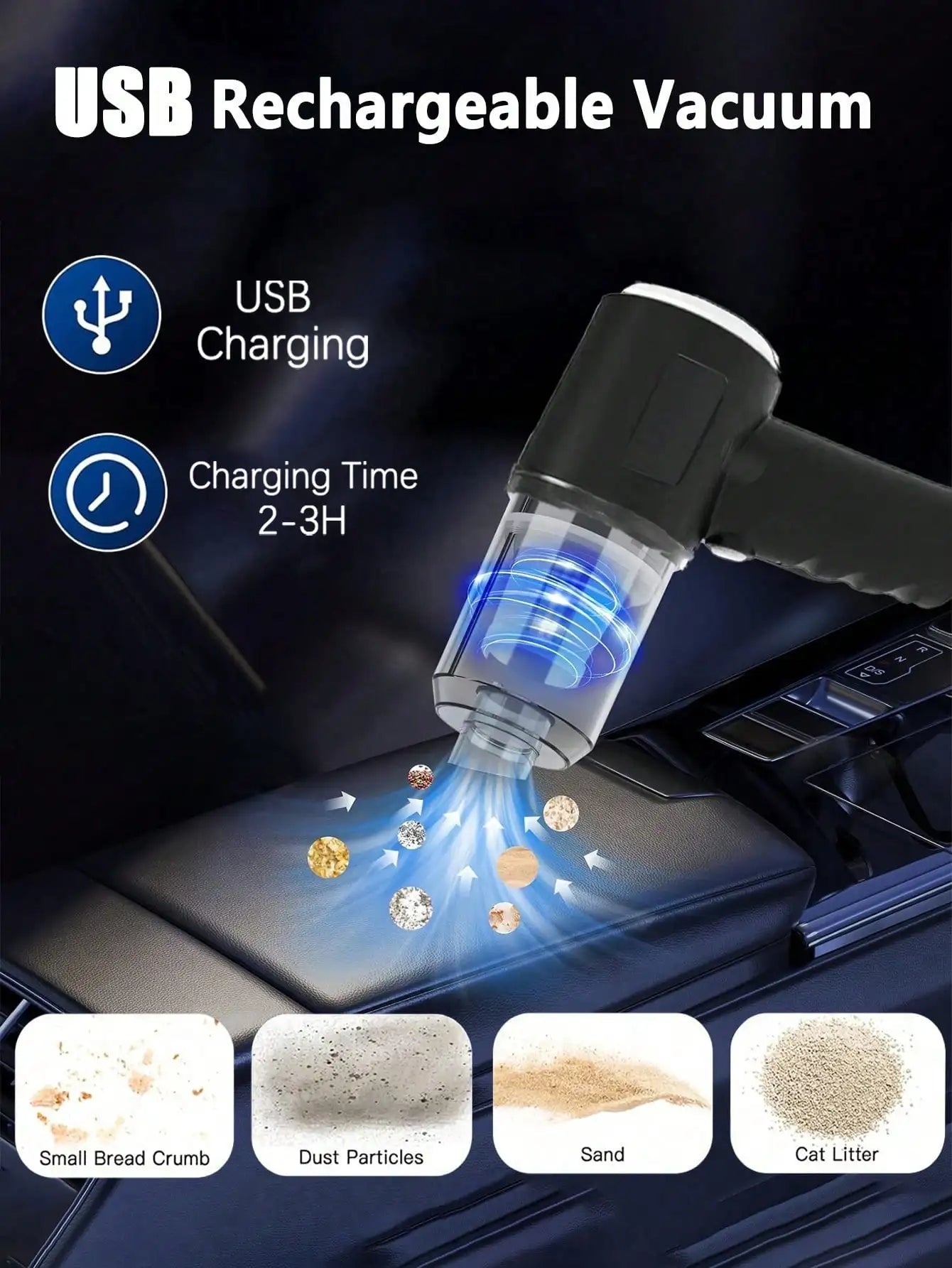 Cordless Handheld Vacuum Cleaner With Multiple Nozzles For Home