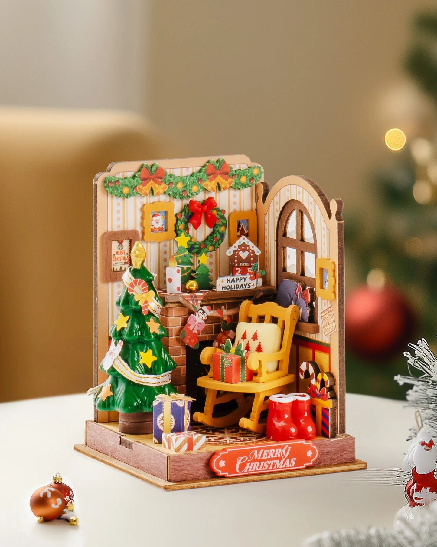 Rolife Christmas Tree Cottage Miniature House Kit DIY Craft Set