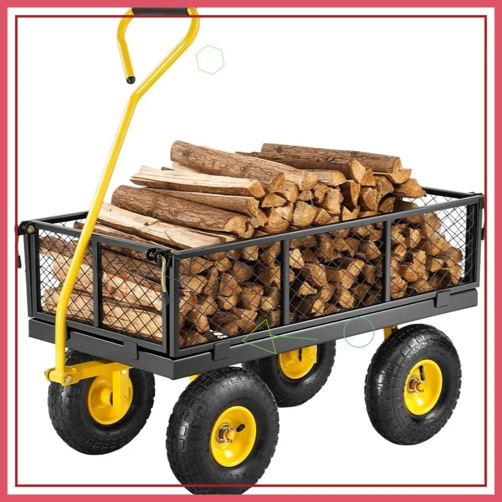 Heavy Duty Garden Wagon Cart 500 Lb Capacity With All Terrain Wheels