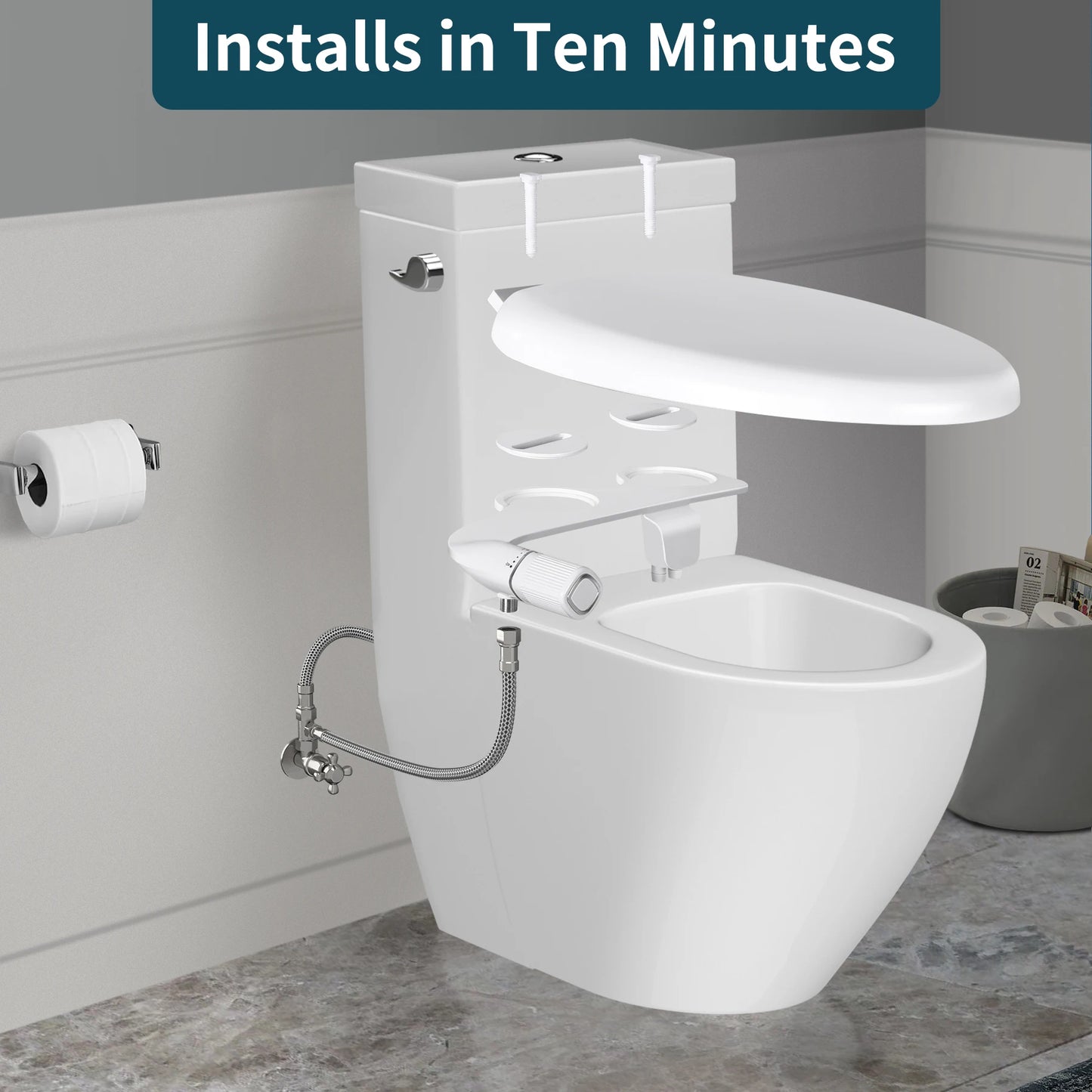 SAMODRA Dual Nozzle Bidet Attachment Adjustable Water Pressure