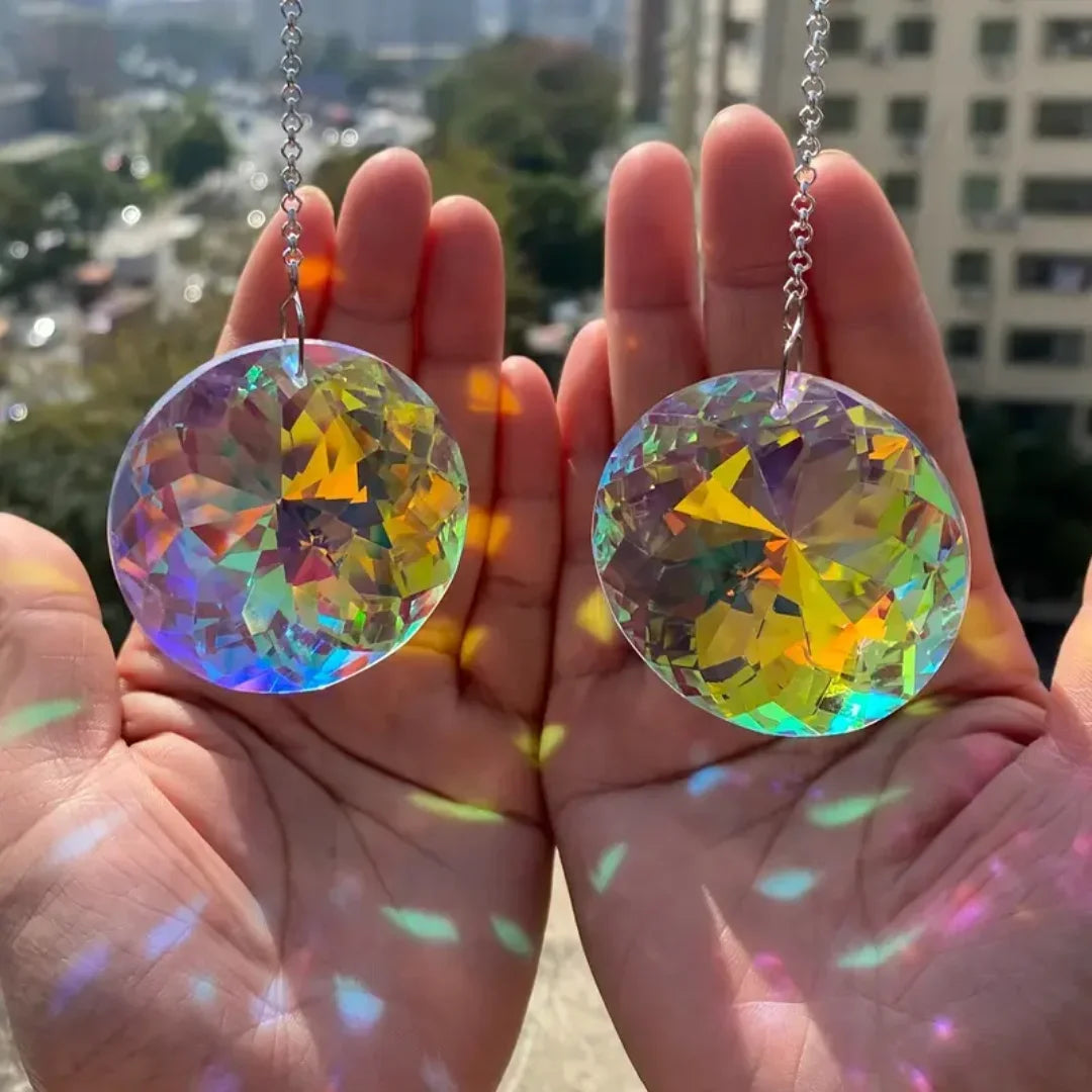 Round Crystal Sun Catchers Glass Prism Rainbow Maker For Window