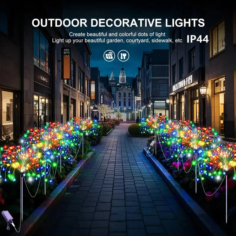 A-Convey Waterproof Solar LED Fireworks Lights Eight Modes Outdoor String