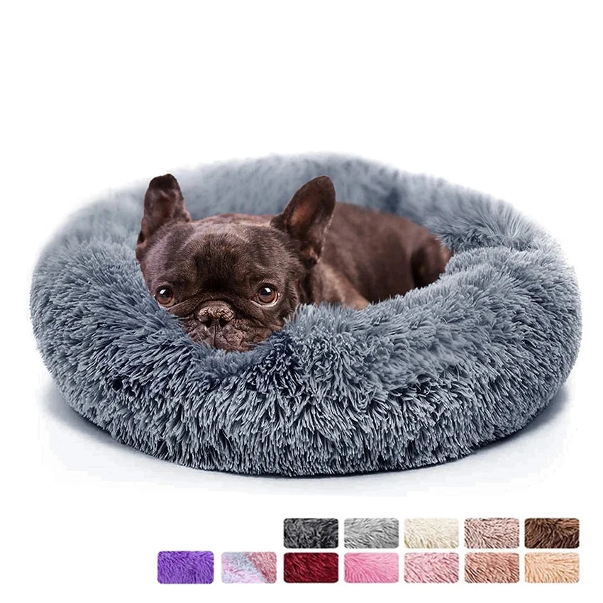 Donut Dog Bed Warm Plush Calming Luxury PetBed For Dogs