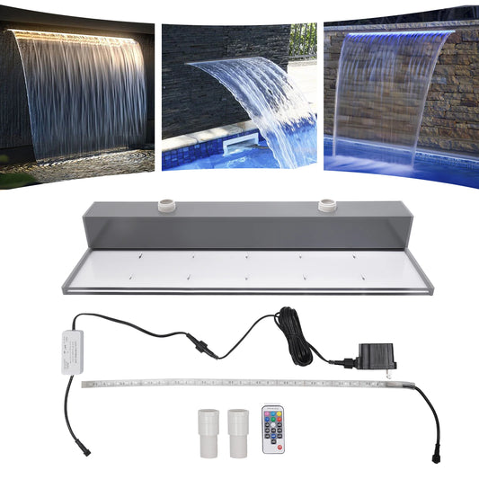 Lighted Acrylic Waterfall Pool Fountain With RF Remote