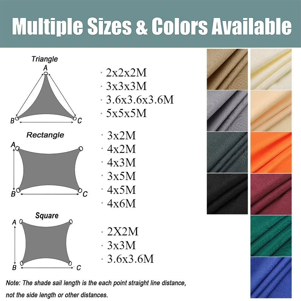 Waterproof Shade Sail Sun Shelter For Outdoor Canopy And Patio