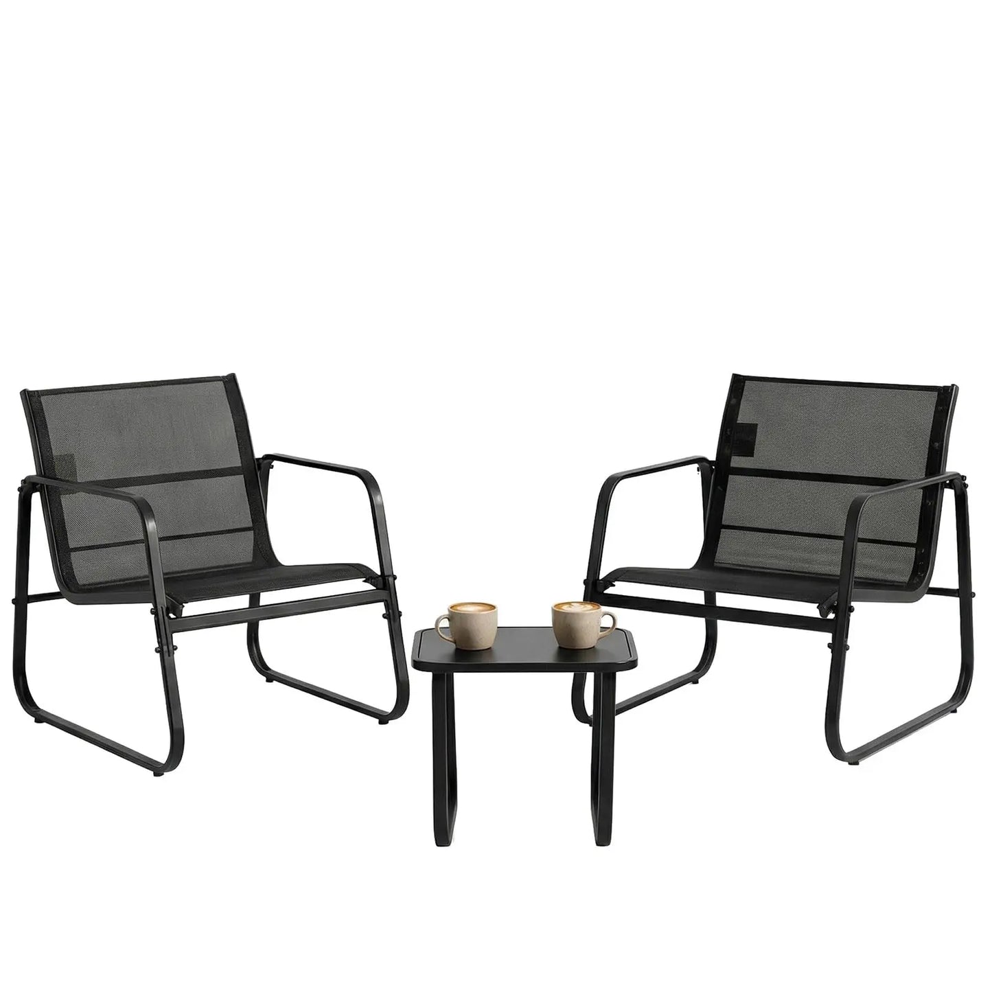 Outdoor 3 Piece Patio Set With Metal Frame For Garden