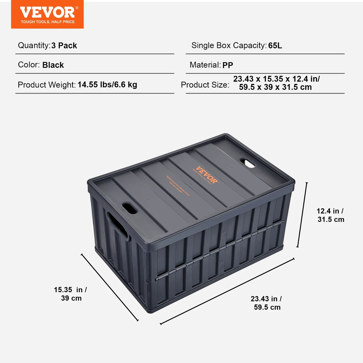 Three Piece Collapsible Stackable Storage Bins With Lids For Home Garage