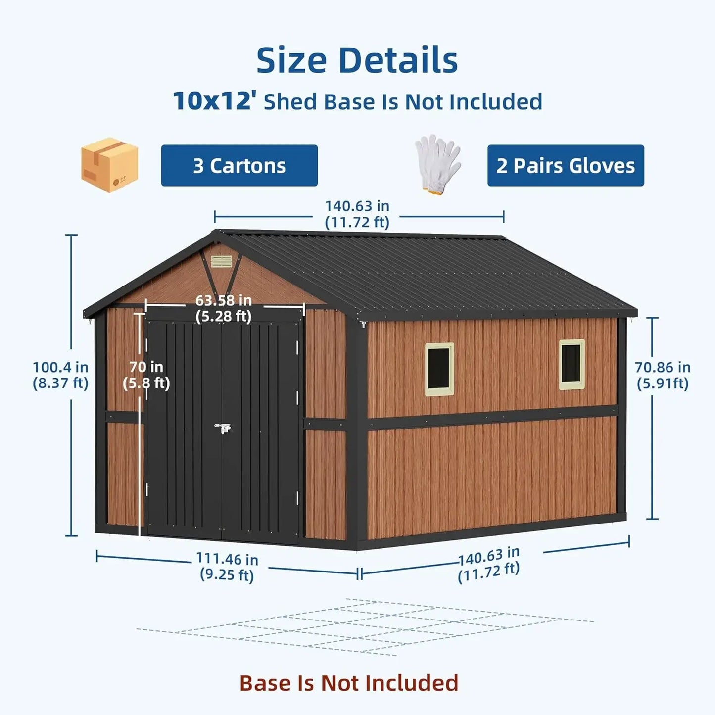 Metal Storage Shed With Lockable Doors And Window