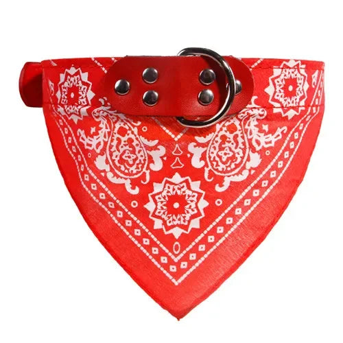 Leather Printed Adjustable Dog Bandana Collar for Chihuahua Puppy