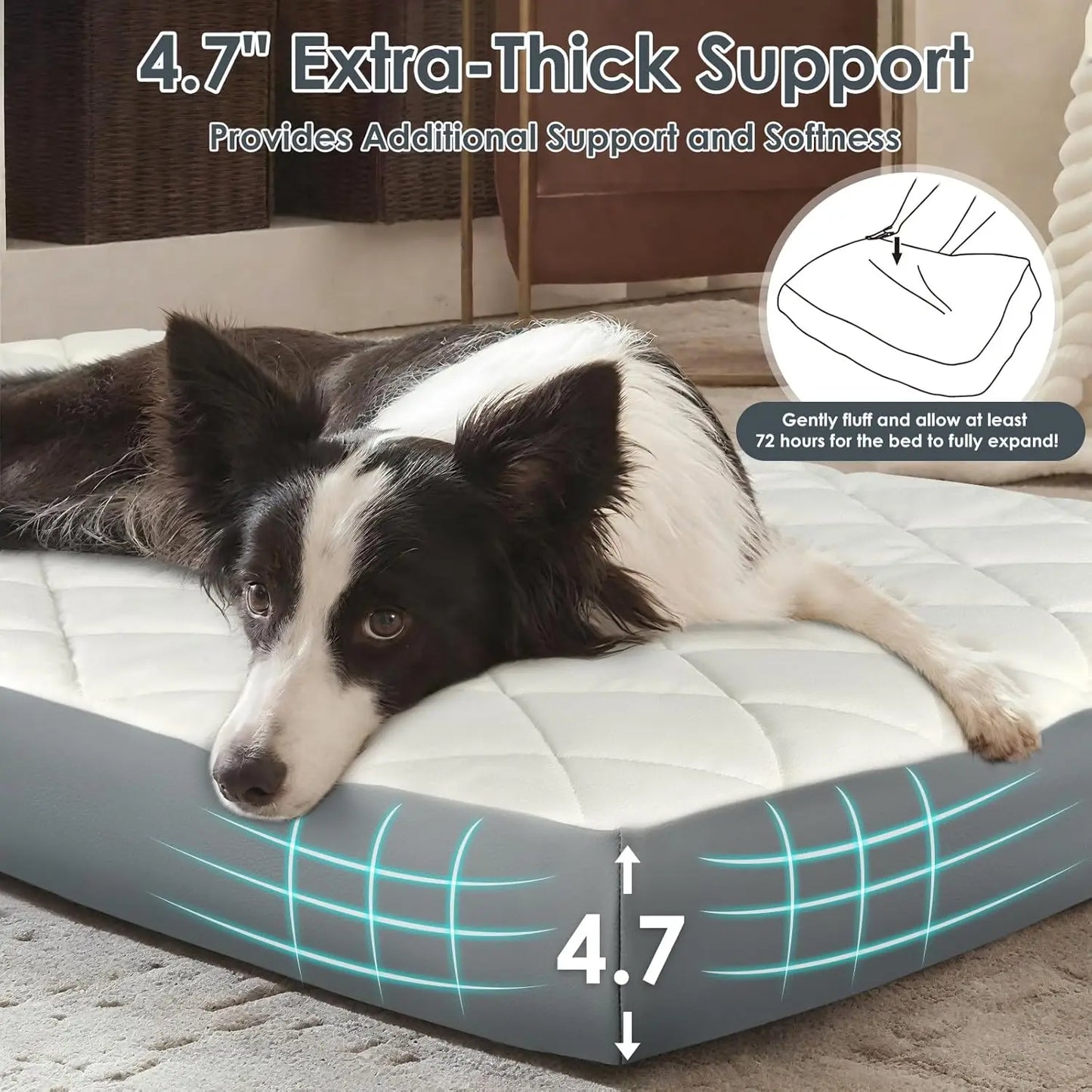 Orthopedic Memory Foam Dog Bed With Waterproof Faux Leather And Non Slip Base