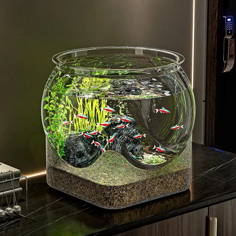 Ultra Clear Round Plastic Fish Bowl Removable 360 Degree View