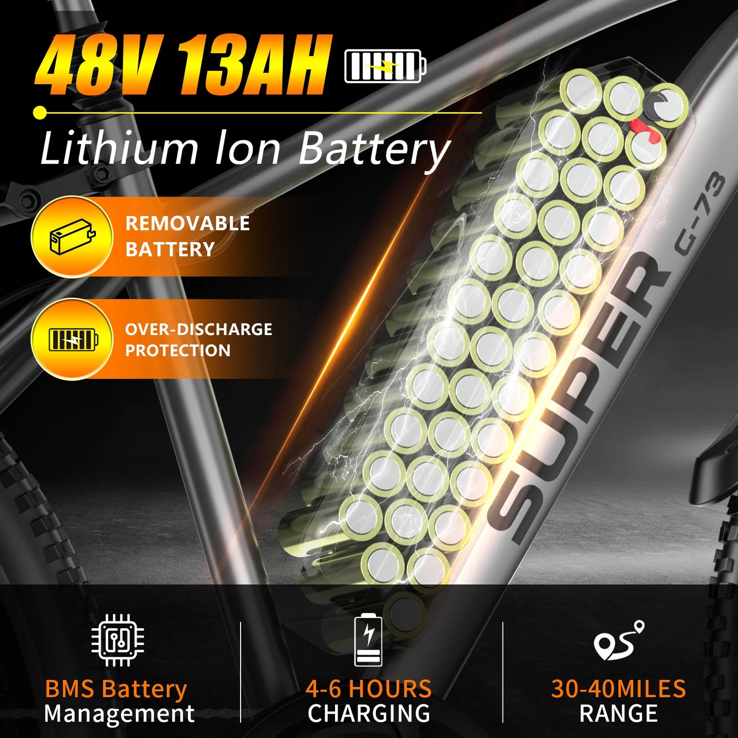 UPlee G73 Electric Bike 740W 48V 13Ah Fat Tire Mountain