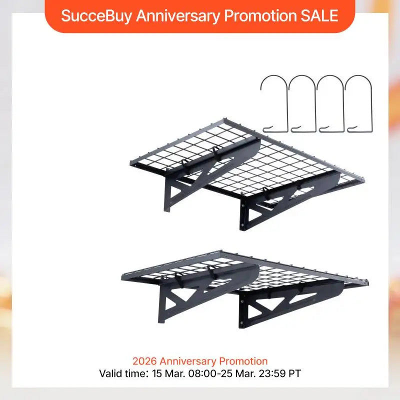Garage Wall Mounted 2 Tier Rack Heavy Duty Tool Organizer