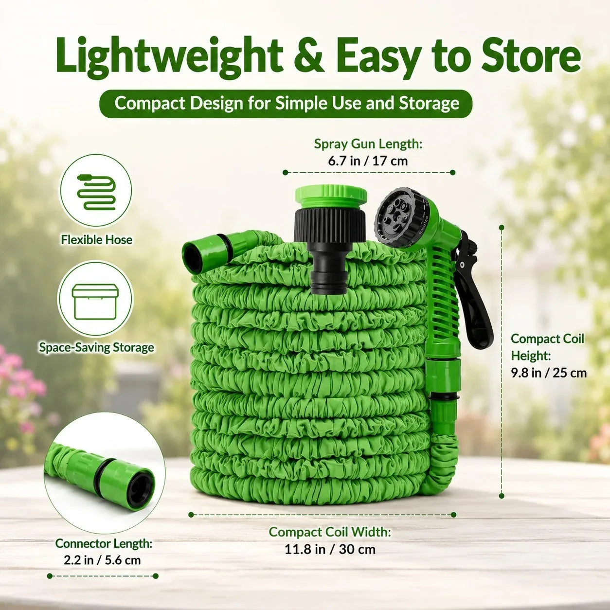 High Pressure Retractable Expandable Garden Hose With Spray Nozzle