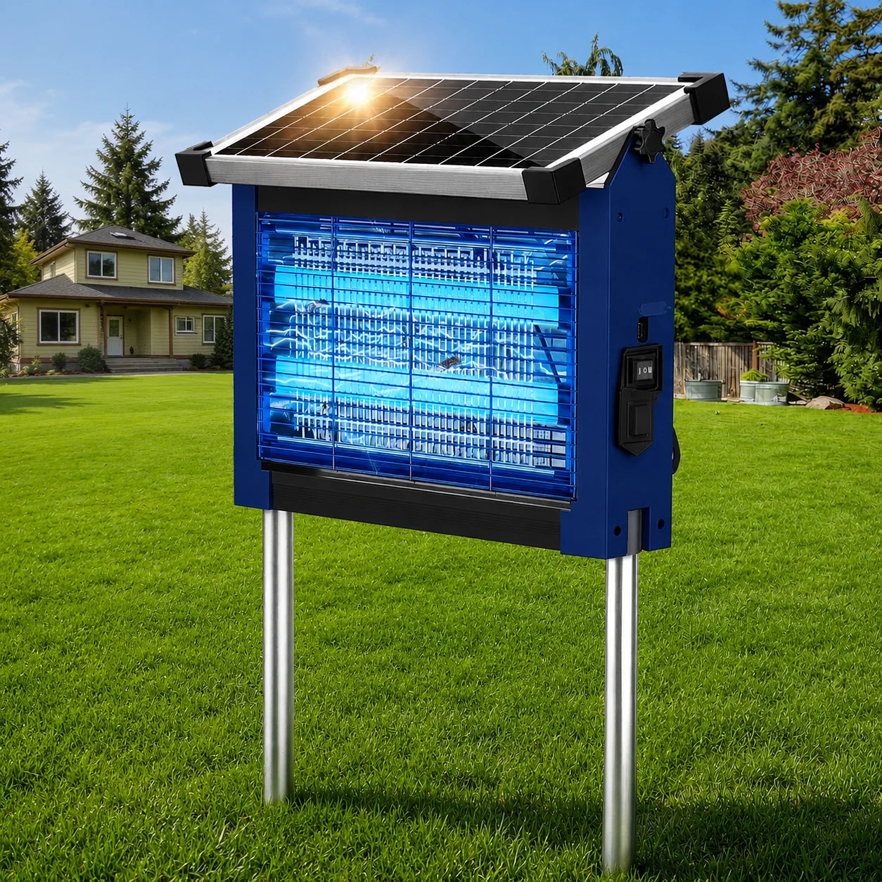 Solar Bug Zapper Outdoor Waterproof 4500V Cordless Rechargeable Mosquito Zapper