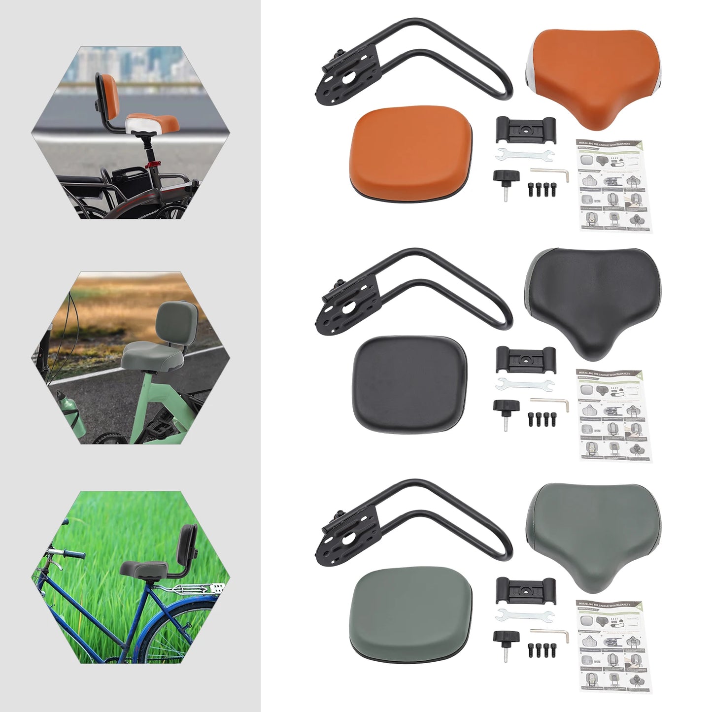 Adjustable Tricycle Saddle With Backrest Extra Wide Universal Back Support